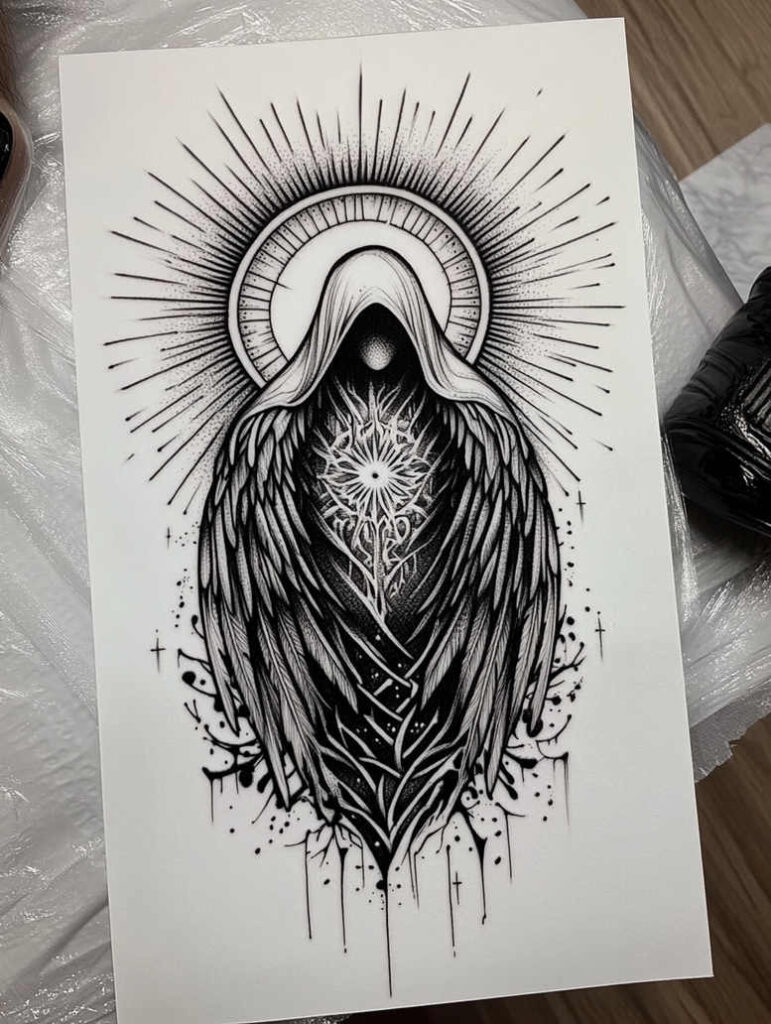 other-dark tattoo design ideas realistic shadowing evil spirit shows strength