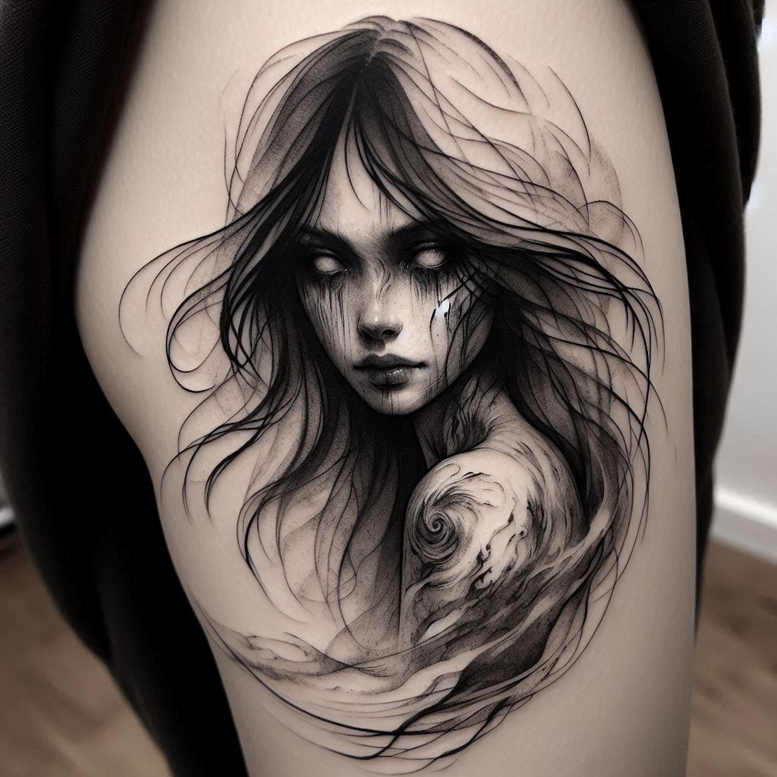 other-dark tattoo design ideas watercolor-style faded memory for full back