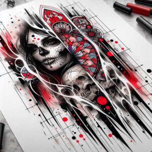other-dark tattoo design ideas crisp lines freaky for shin