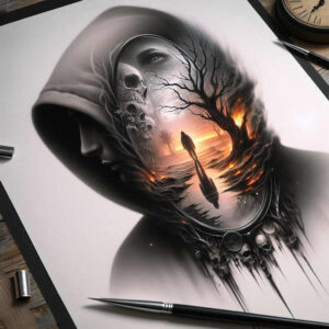 other-dark tattoo design ideas Realism skin texture grim represents determination