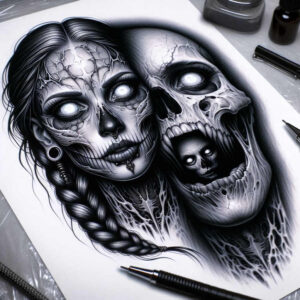 other-dark tattoo design ideas color richness mask symbolising strength