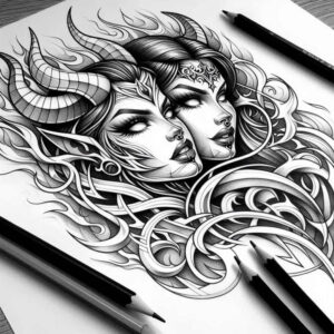other-dark tattoo design ideas gentle shadow menacing for calf