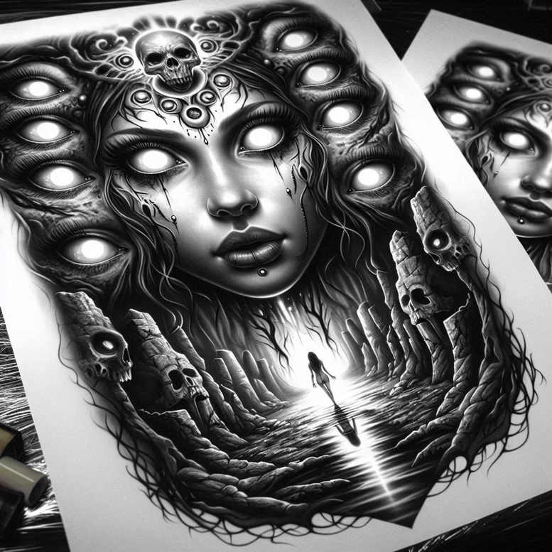 other-dark tattoo design ideas Realism realistic dimension midnight symbolising endurance