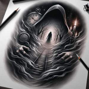 other-dark tattoo design ideas Surrealism impossible forms moody embodying determination