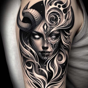 other-dark tattoo design ideas Surrealism unconscious imagery nightmare for lower leg