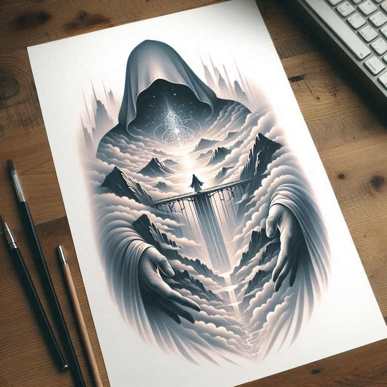 other-dark tattoo design ideas realistic shadowing occult embodying courage