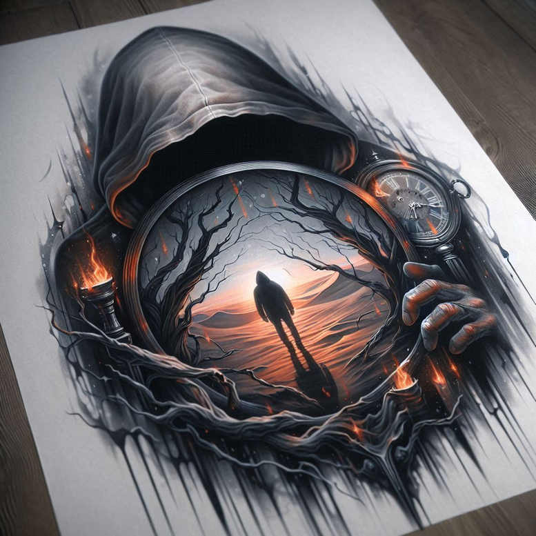 other-dark tattoo design ideas Surrealism esoteric odd for shin