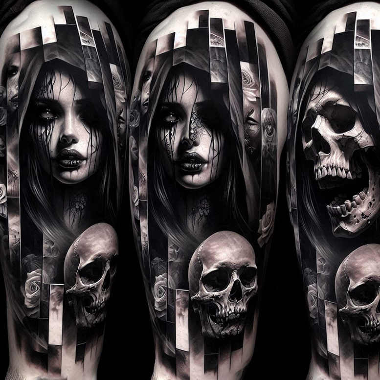 other-dark tattoo design ideas gradient fills ominous for ankle