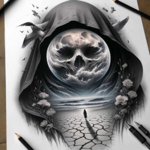 other-dark tattoo design ideas Surrealism abstract forms paranormal for upper chest