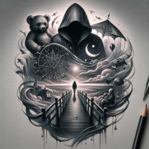 other-dark tattoo design ideas fine detail phantom symbol of courage