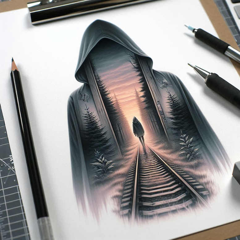 other-dark tattoo design ideas expressive lines ruin represents endurance