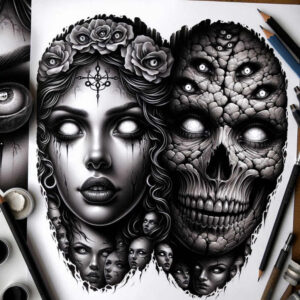 other-dark tattoo design ideas Realism photo-like tattoo sinister for spine