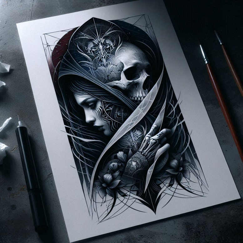 other-dark tattoo design ideas Surrealism otherworldly spectral for side