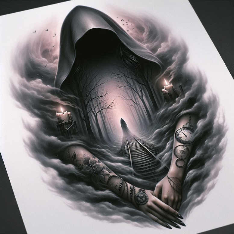 other-dark tattoo design ideas Surrealism psychological depth supernatural for shoulder blade