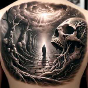 other-dark tattoo design ideas Surrealism melted shapes tattered clothing shows perseverance