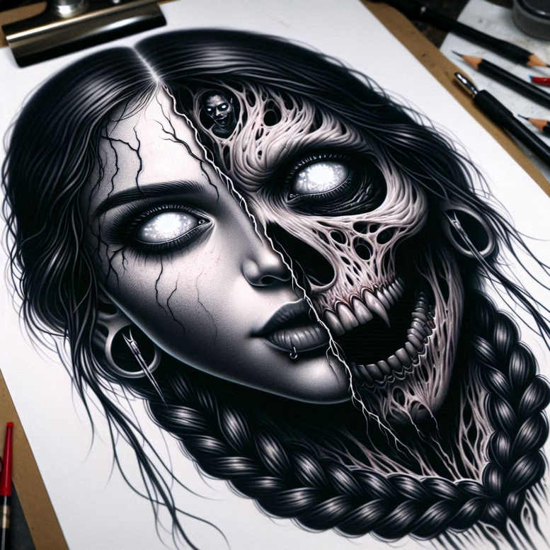other-dark tattoo design ideas Surrealism melting forms twisted shows endurance