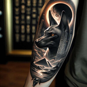 egyptian-magic-tattoo-neotraditional-vivid-detail-for-behind-ear – tattoo design ideas free ai generated – Gallery: other-egypt-inkby-ai