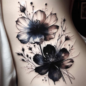 artistic-flowers – tattoo design ideas free ai generated – realism-high-contrast – for-scapula – Gallery: other-flowers-inkby-ai
