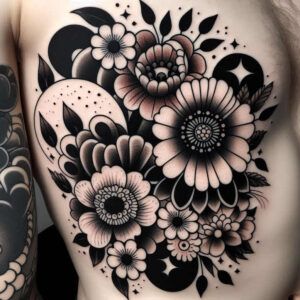 detailed-flower-tattoo – tattoo design ideas free ai generated – surrealism-enigmatic – for-arm – Gallery: other-flowers-inkby-ai