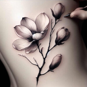 flower-artistic-tattoo – tattoo design ideas free ai generated – neotraditional-layered-fill – for-abdomen – Gallery: other-flowers-inkby-ai