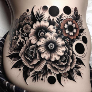 flower-leaf-tattoo – tattoo design ideas free ai generated – realism-realistic-texture – for-nape – Gallery: other-flowers-inkby-ai