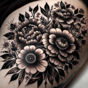 flower-light-tattoo – tattoo design ideas free ai generated – surrealism-phantom – for-upper-arm – Gallery: other-flowers-inkby-ai