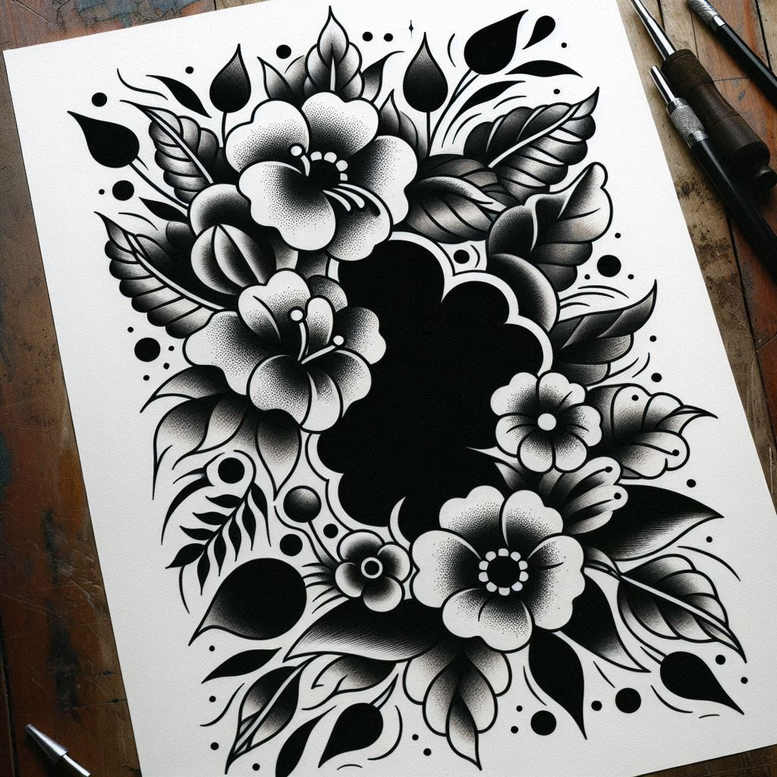 flower-love-symbol – tattoo design ideas free ai generated – surrealism-psychedelic – for-biceps – Gallery: other-flowers-inkby-ai
