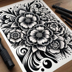 flower-love-tattoo – tattoo design ideas free ai generated – surrealism-symbolism – for-spine – Gallery: other-flowers-inkby-ai