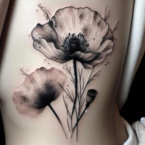 flowers-in-art – tattoo design ideas free ai generated – neotraditional-layered-inks – for-side – Gallery: other-flowers-inkby-ai