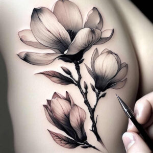 flowers-with-detail – tattoo design ideas free ai generated – realism-real-shadows – for-back-of-neck – Gallery: other-flowers-inkby-ai