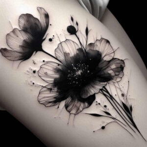 flowers-with-dots – tattoo design ideas free ai generated – neotraditional-refined-detail – for-neck – Gallery: other-flowers-inkby-ai