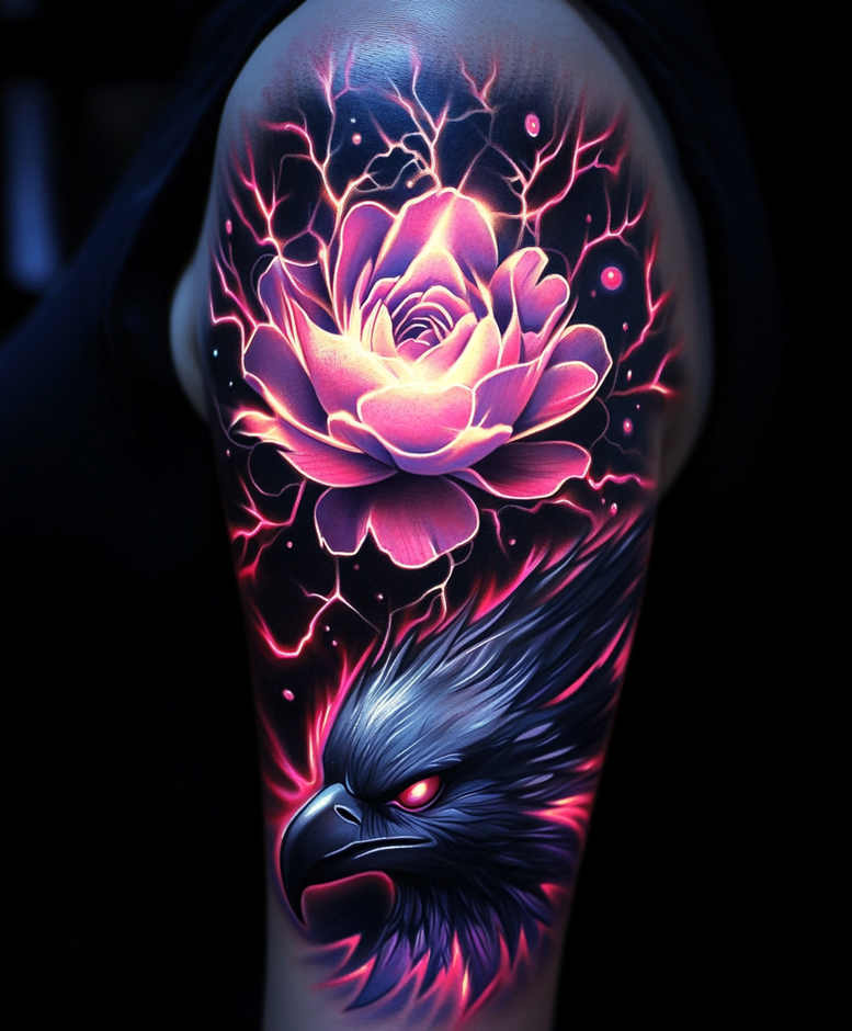 geometric-flower-tattoo – tattoo design ideas free ai generated – neotraditional-refined-lines – for-thigh – Gallery: other-flowers-inkby-ai