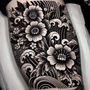 geometric-flowers – tattoo design ideas free ai generated – surrealism-enigmatic-visuals – for-elbow – Gallery: other-flowers-inkby-ai