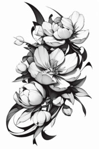 minimalist-flower-tattoo – tattoo design ideas free ai generated – surrealism-distorted-reality – for-upper-thigh – Gallery: other-flowers-inkby-ai