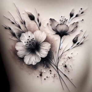 neotraditional-flower-tattoo – tattoo design ideas free ai generated – surrealism-visionary – for-back – Gallery: other-flowers-inkby-ai