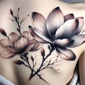 ornamental-detail-flower-tattoo – tattoo design ideas free ai generated – realism-reflective-light – for-lower-thigh – Gallery: other-flowers-inkby-ai