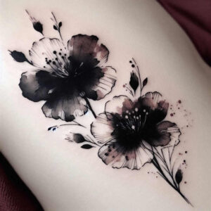 shaded-flower-tattoo – tattoo design ideas free ai generated – surrealism-disorienting – for-lower-back – Gallery: other-flowers-inkby-ai