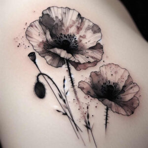 spiritual-flower-tattoo – tattoo design ideas free ai generated – neotraditional-contoured-forms – for-chest – Gallery: other-flowers-inkby-ai