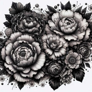 other-flowers tattoo design ideas single color blooming for lower chest