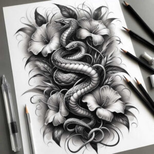 other-flowers tattoo design ideas clear-cut naturalistic for abdomen