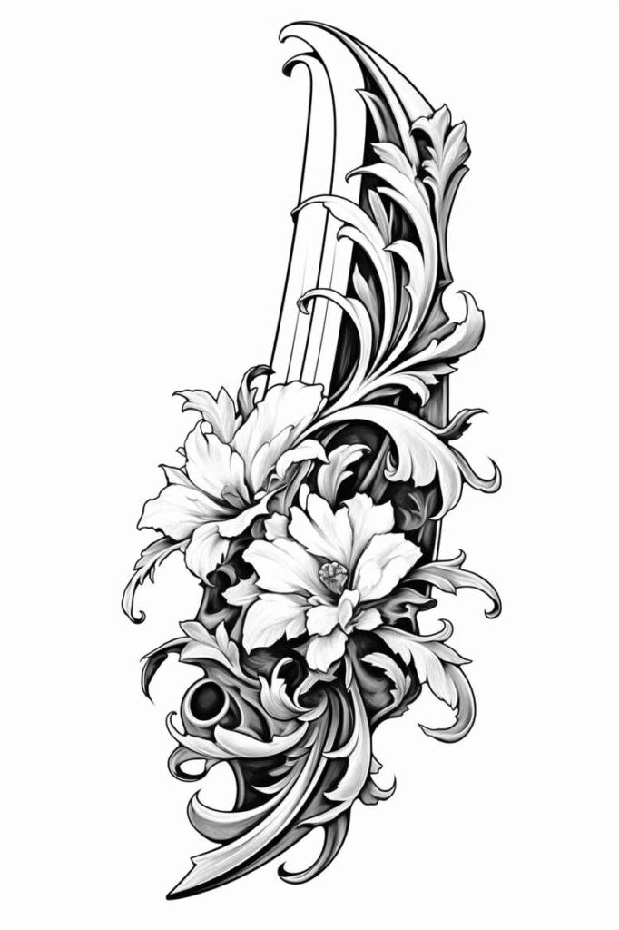 other-flowers tattoo design ideas open space ornamental symbolising strength