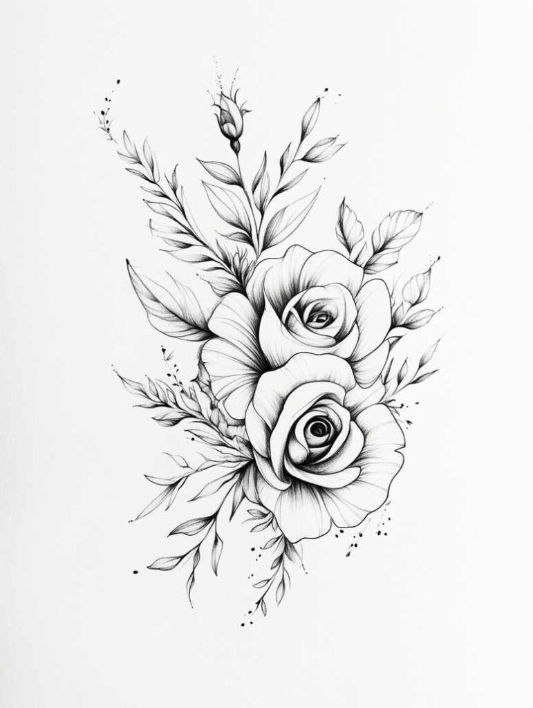 other-flowers tattoo design ideas thin line soft edges for full back