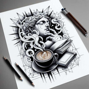 board-game-hobby – tattoo design ideas free ai generated – neotraditional-sharp-contrast – for-shoulder-blade – Gallery: other-hobby-inkby-ai