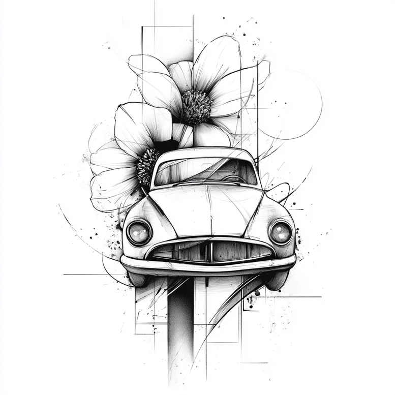 car-hobby – tattoo design ideas free ai generated – neotraditional-vivid-color – for-biceps – Gallery: other-hobby-inkby-ai