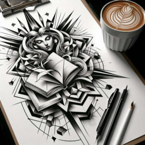fishing-hobby – tattoo design ideas free ai generated – surrealism-blurred-edges – for-neck – Gallery: other-hobby-inkby-ai