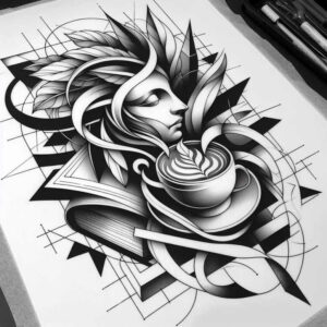 reading-hobby – tattoo design ideas free ai generated – realism-textured-light – for-outer-arm – Gallery: other-hobby-inkby-ai