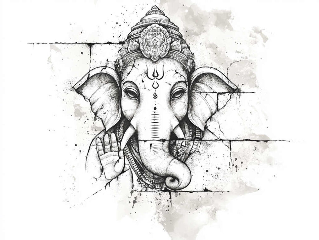 clear-cut – tattoo design ideas free ai generated – neotraditional-strong-contrast – for-lower-thigh – Gallery: other-religions-inkby-ai