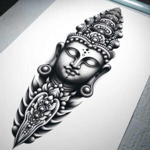 compact – tattoo design ideas free ai generated – neotraditional-bold-texture – for-back-of-neck – Gallery: other-religions-inkby-ai