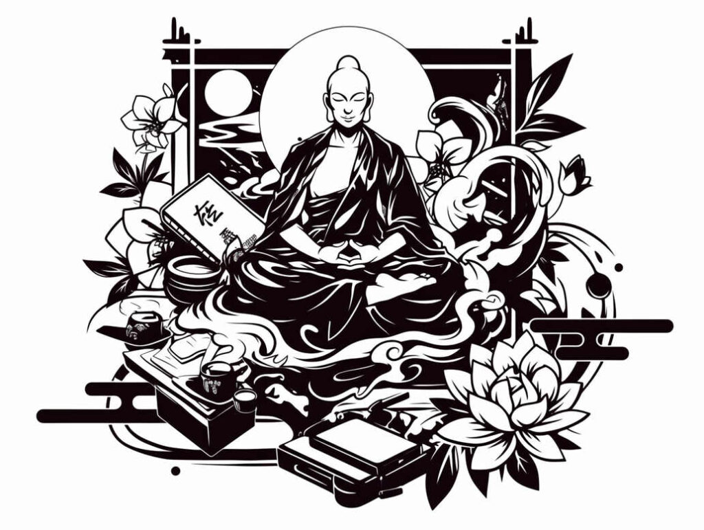 compact – tattoo design ideas free ai generated – neotraditional-refined-lines – for-chest – Gallery: other-religions-inkby-ai