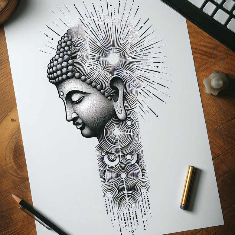discreet – tattoo design ideas free ai generated – realism-realistic-shadowing – for-side – Gallery: other-religions-inkby-ai